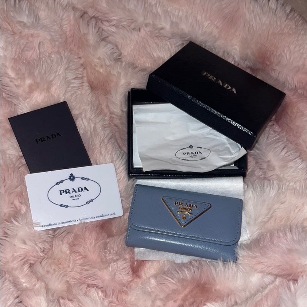 Prada Blue Leather Wallet / Key Case
